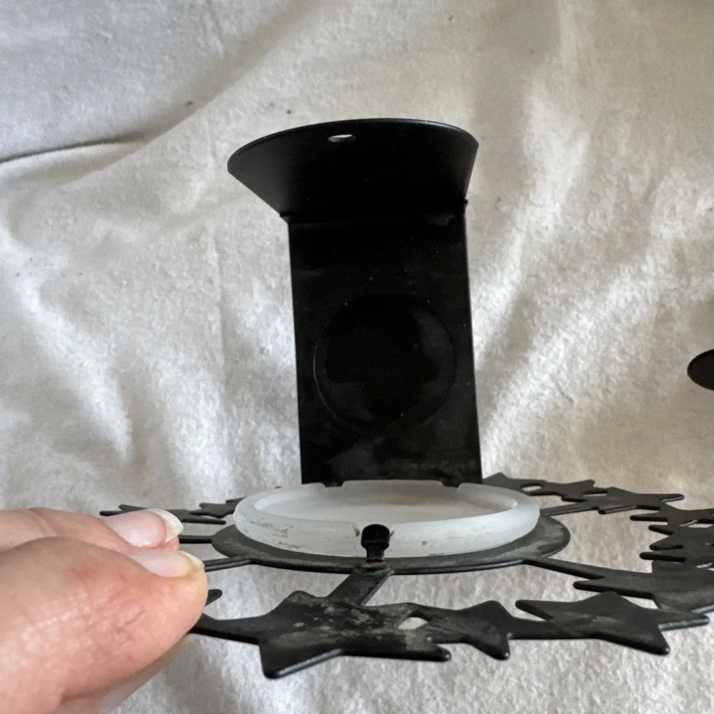 2001 Partylite Sun & Moon tea light/candle holder sconce pair black metal glass - Picture 4 of 7